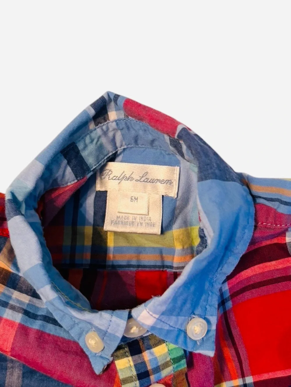 Ralph Lauren Multi-Color Plaid Button-Down Shirt - Blue/Red/Green 6M 4 0568